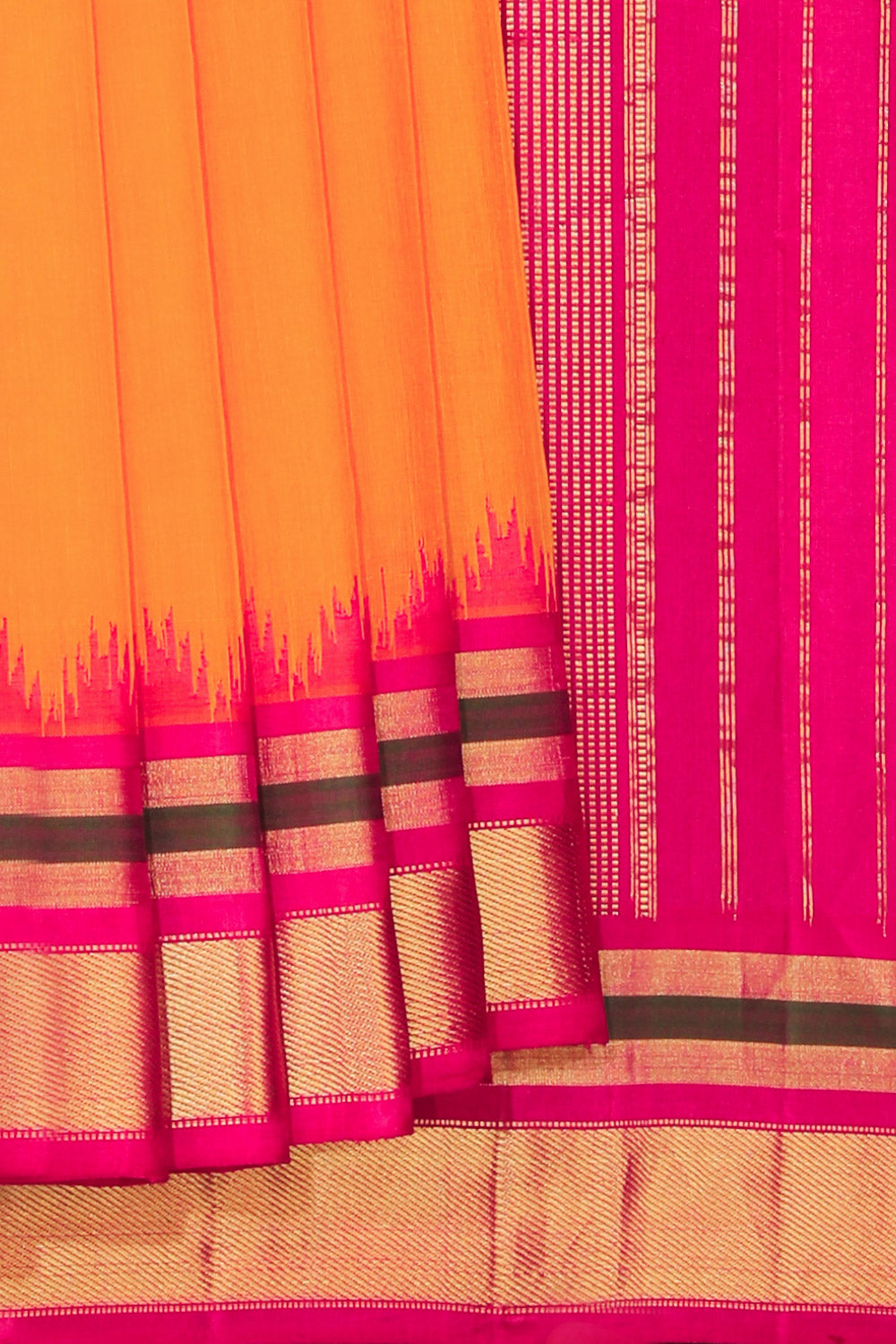 Image of Gadwal Cotton Silk Mustard Saree